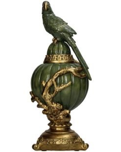 Ornament Vogel Groen 12x11,8x29 cm bij Bohemian Living