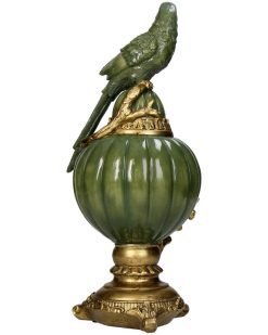 Ornament Vogel Groen 12x11,8x29 cm bij Bohemian Living
